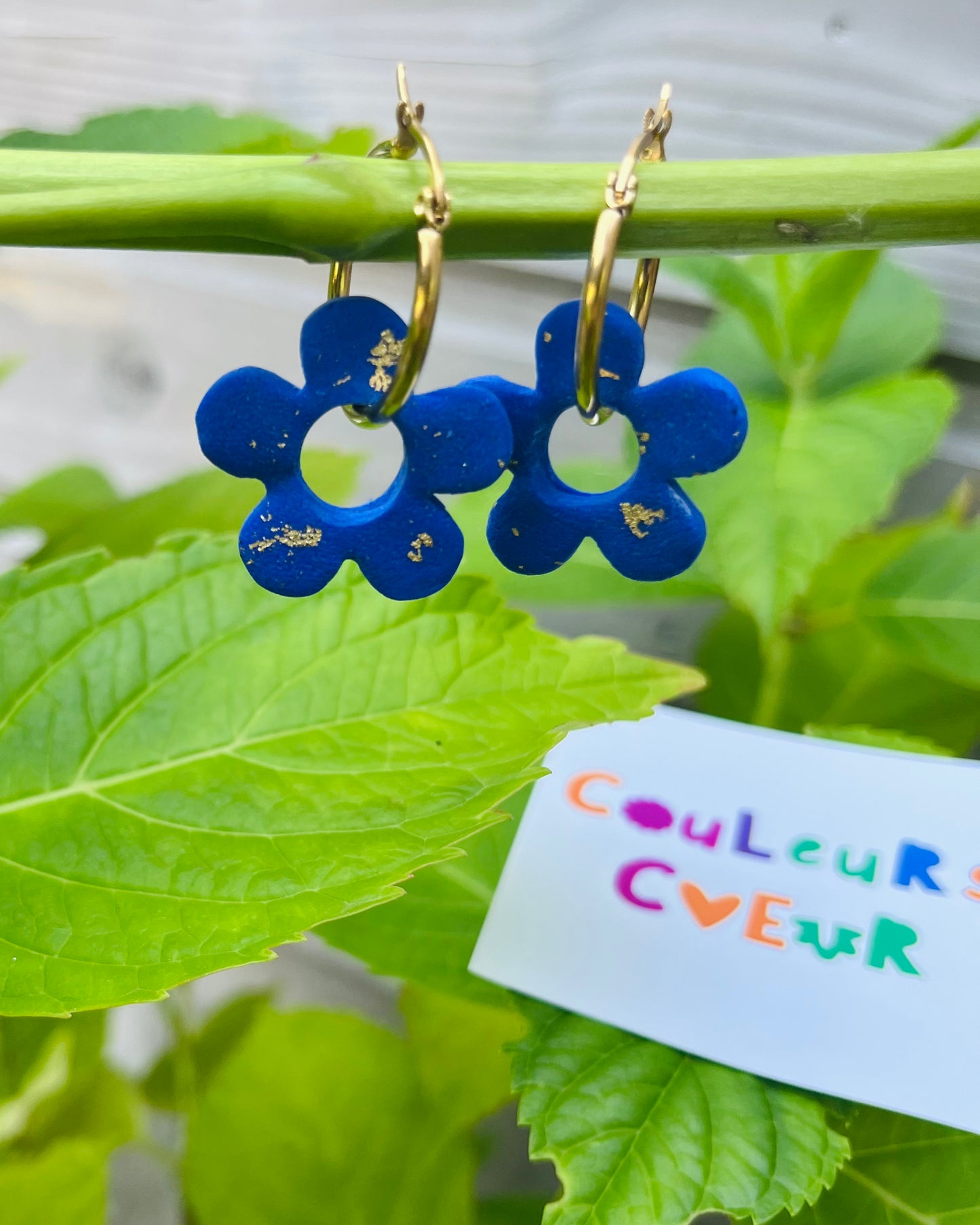 Boucles d'oreilles Margarita, Bleu/Doré