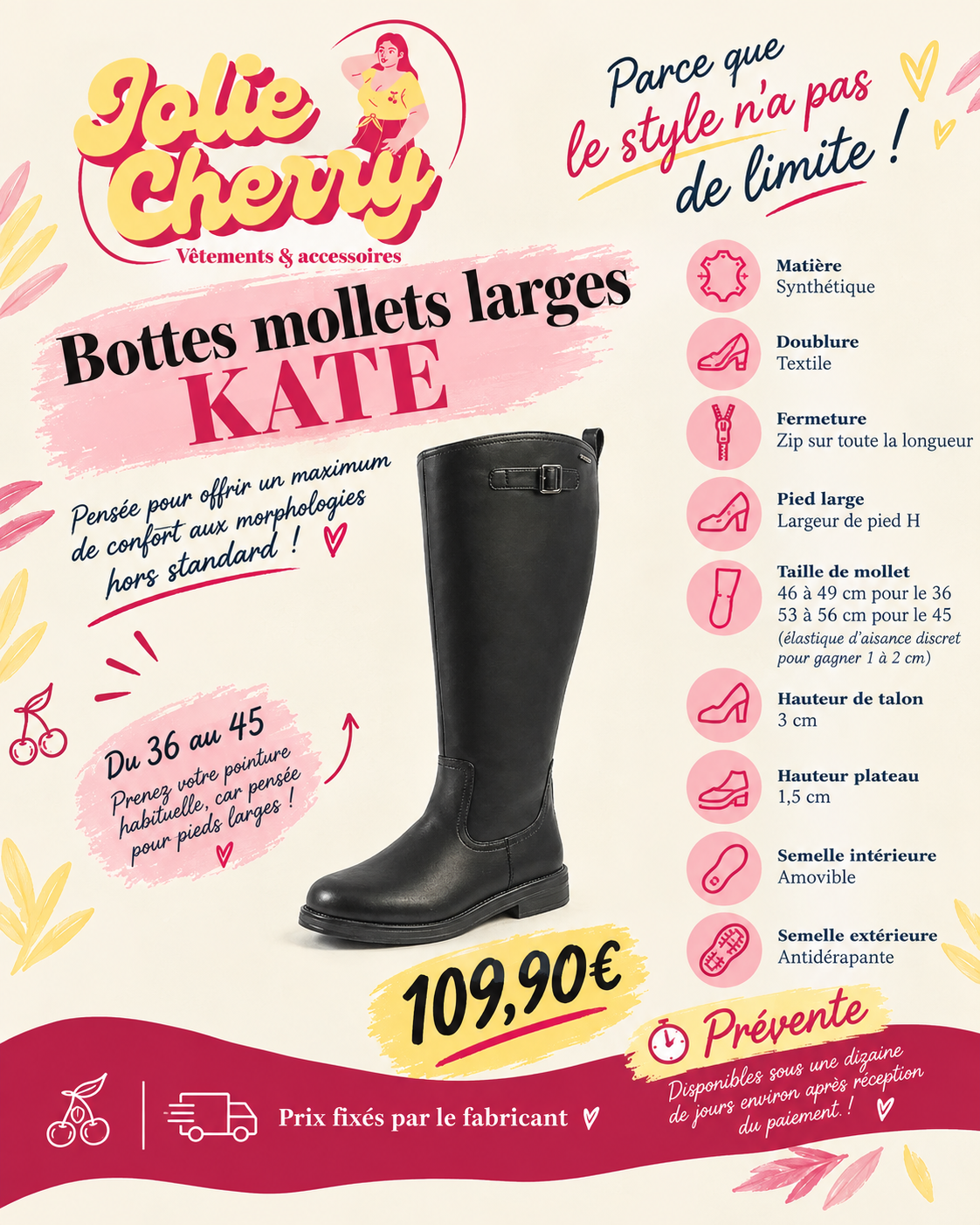 Les bottes Kate, pour mollets larges 4XL GABYLOU