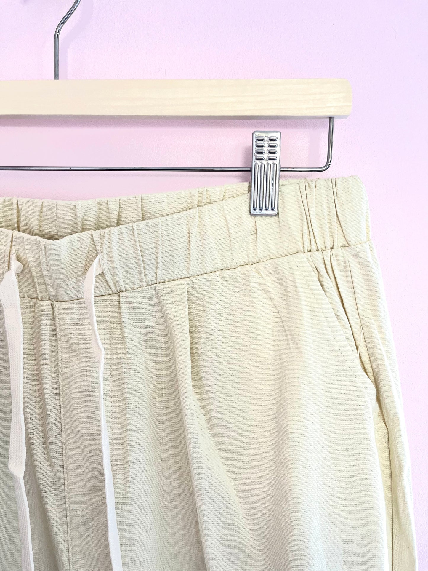 Linen and cotton elasticated trousers 