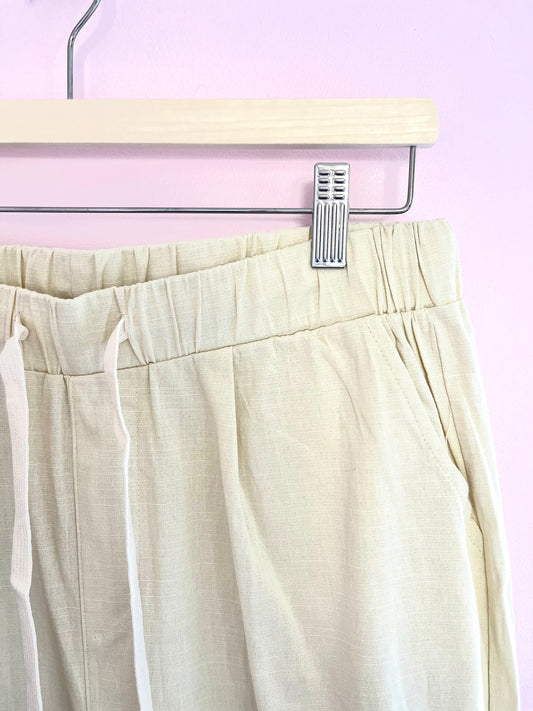 Linen and cotton elasticated trousers 