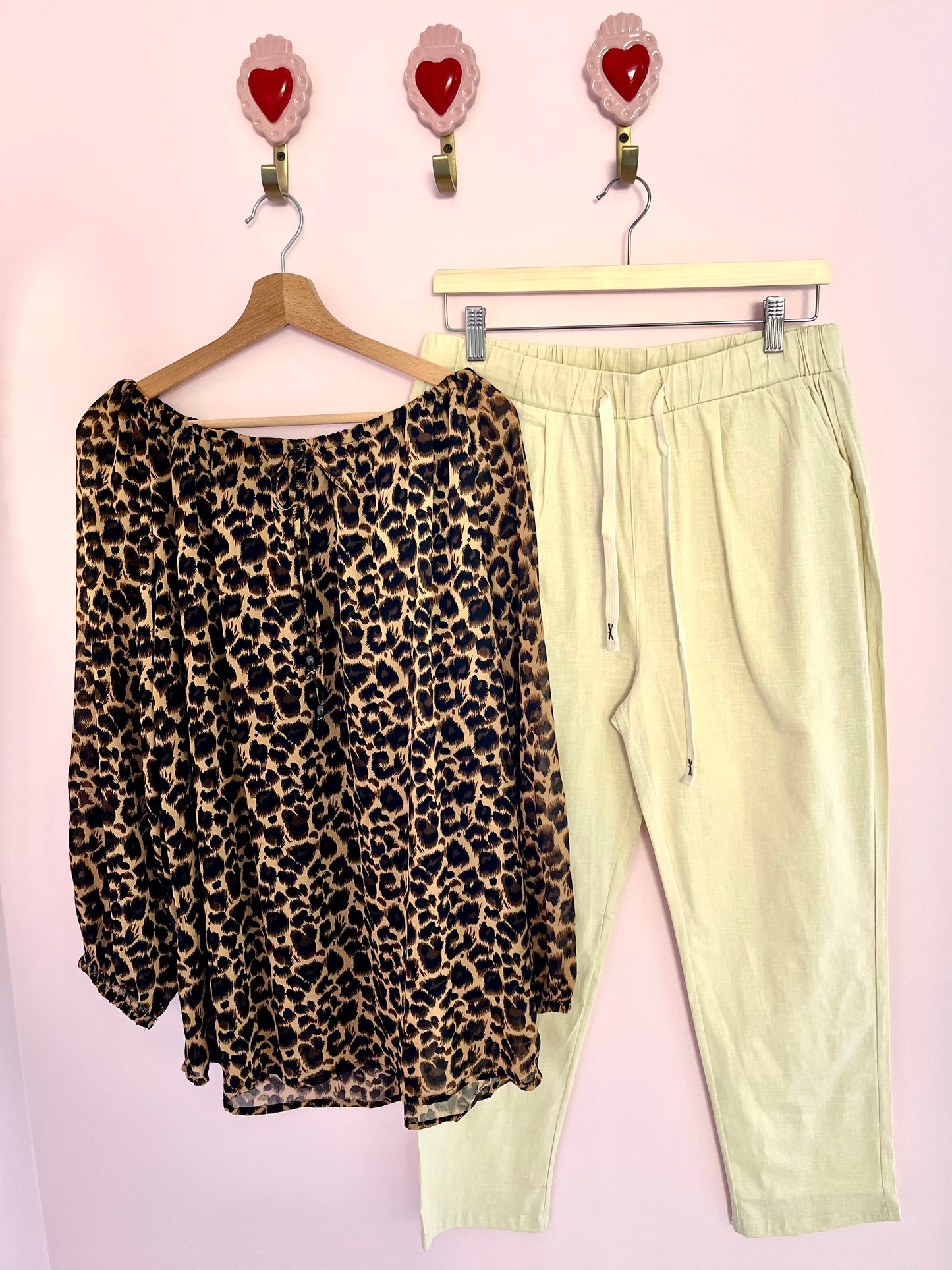 Linen and cotton elasticated trousers 
