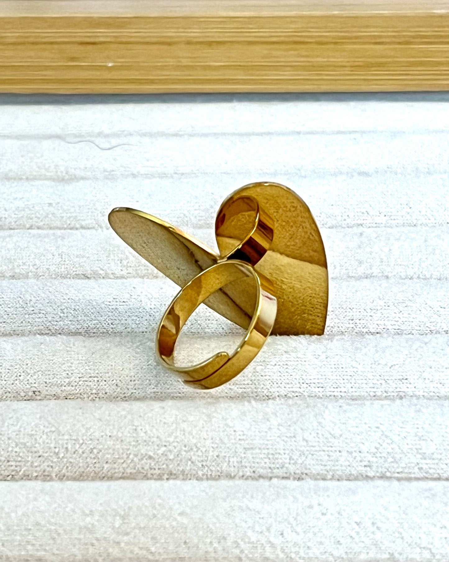 Bague Plaquée Or Cœur Émail