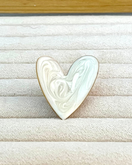 Bague Plaquée Or Cœur Émail