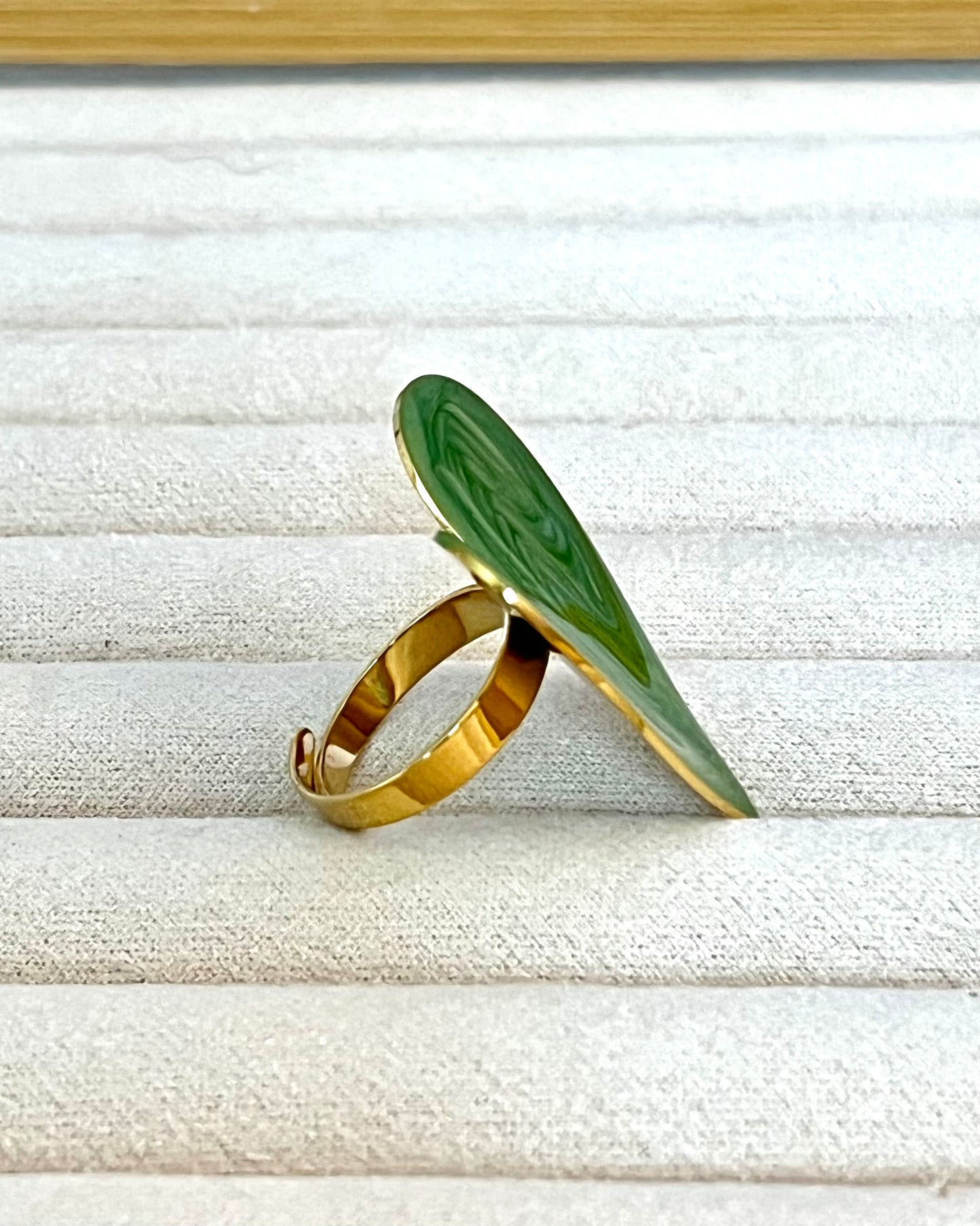 Bague Plaquée Or Cœur Émail