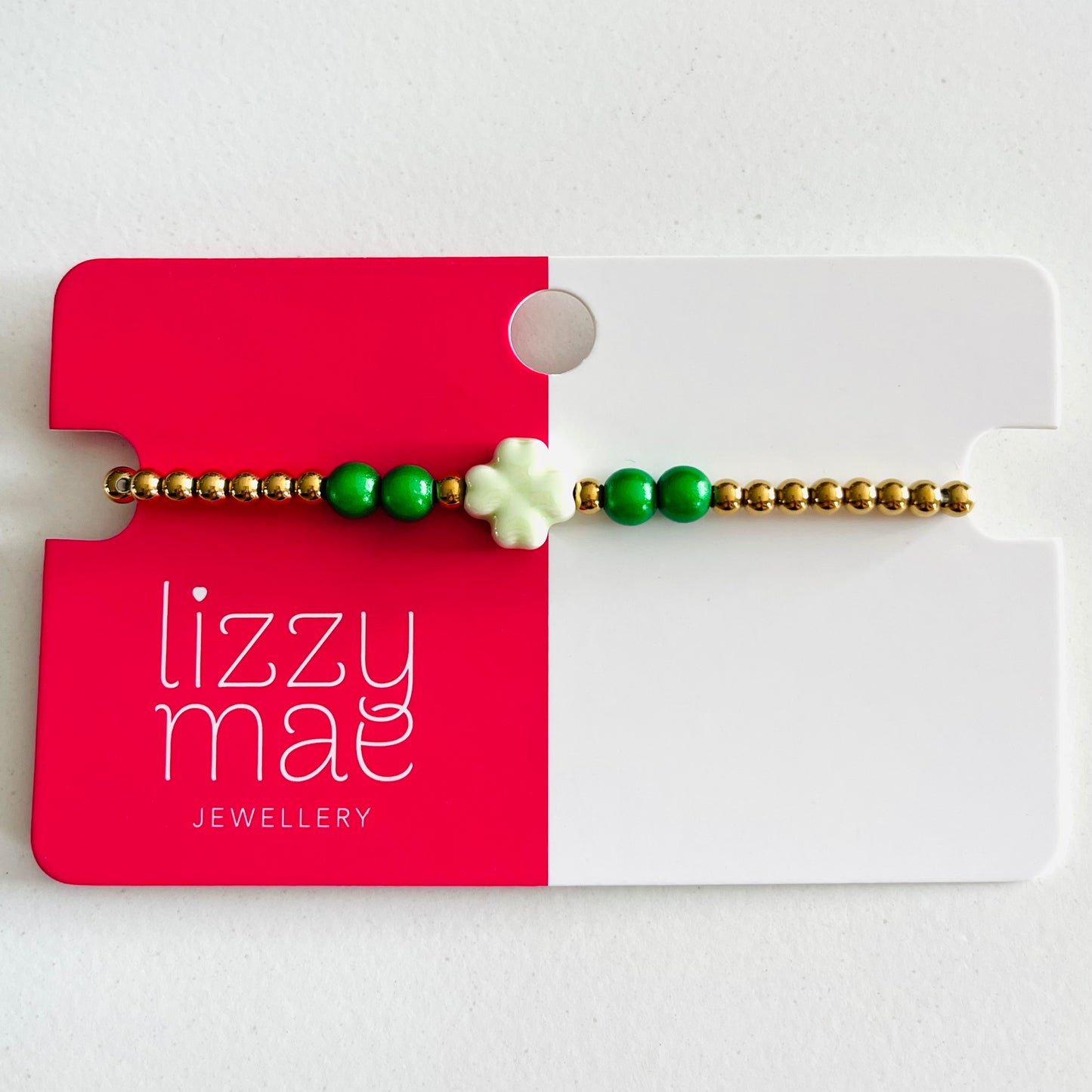 Bracelet Trèfle beige & vert