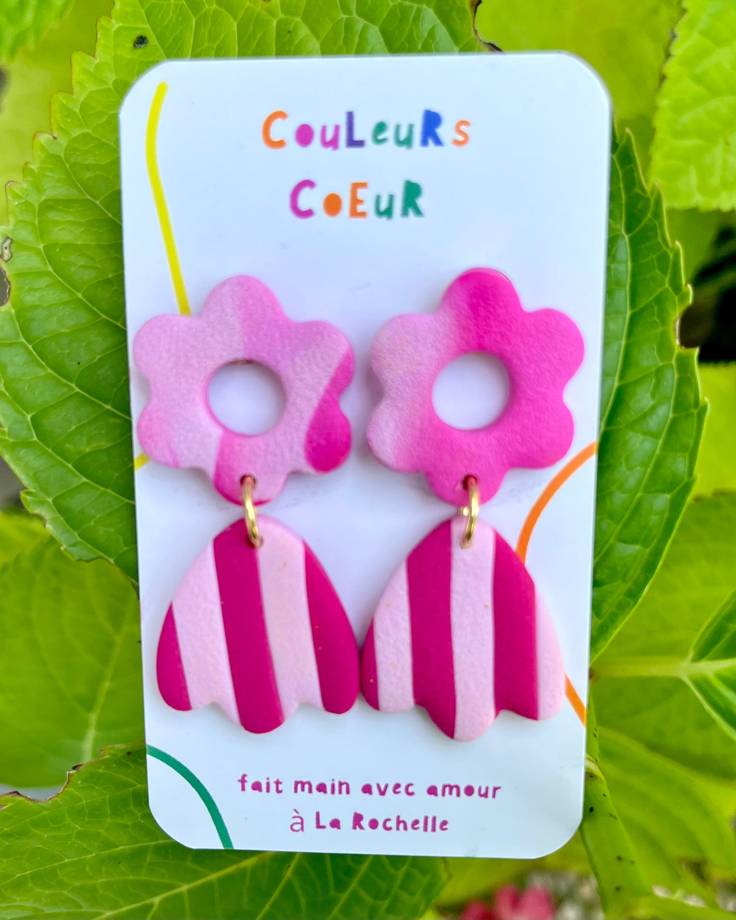 Boucles d'oreilles Pique-Nique Fleurs/Rayures