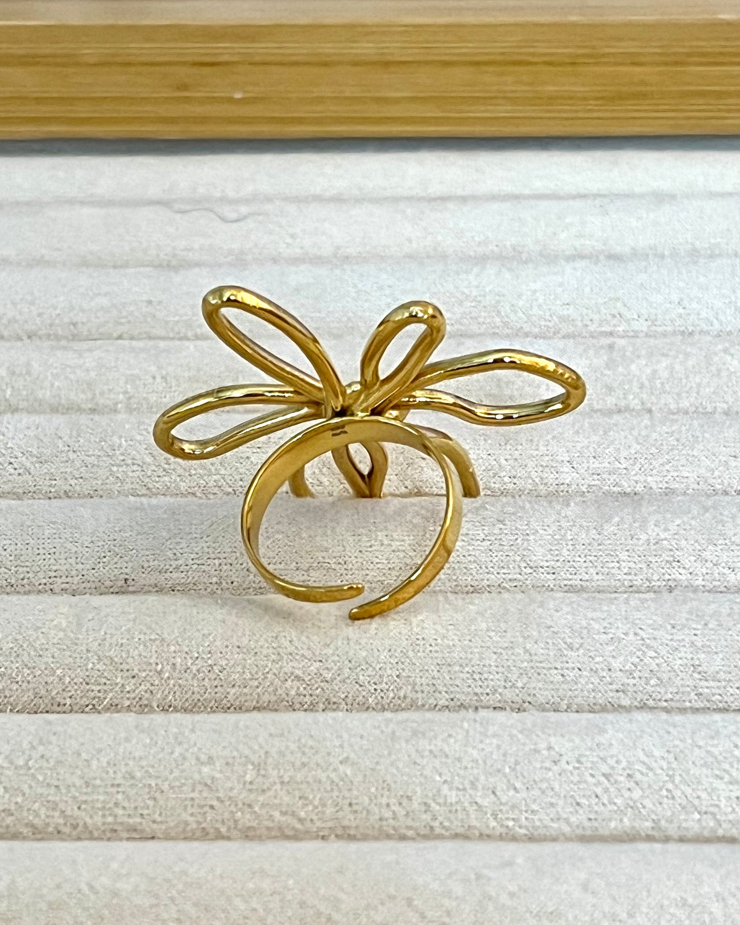Bague Florale Or Brossé