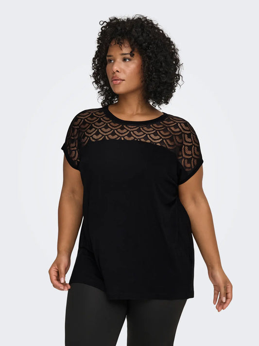 Blouse noire détail dentelle