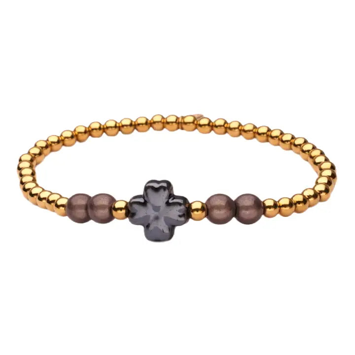 Bracelet Trèfle beige & vert