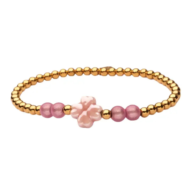 Bracelet Trèfle beige & vert