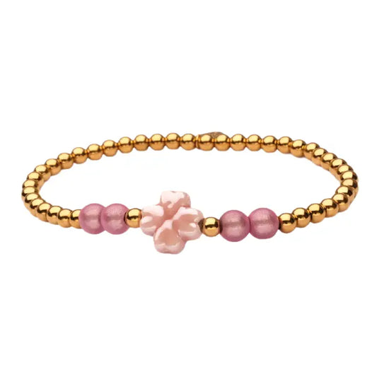 Bracelet Trèfle rose & vieux rose