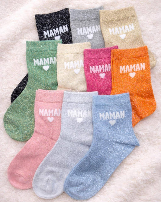 Chaussettes à paillettes "Maman♥"