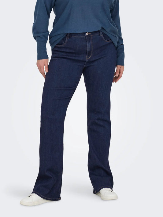 Jean évasé stretch indigo