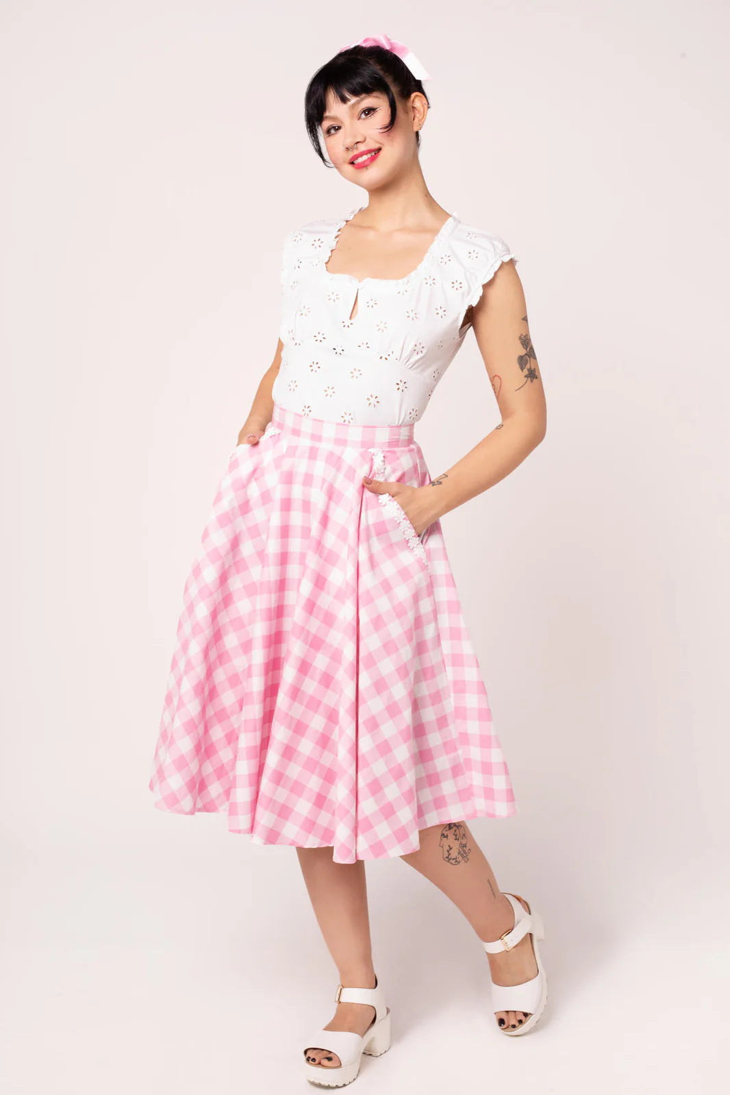 Jupe Vichy rose