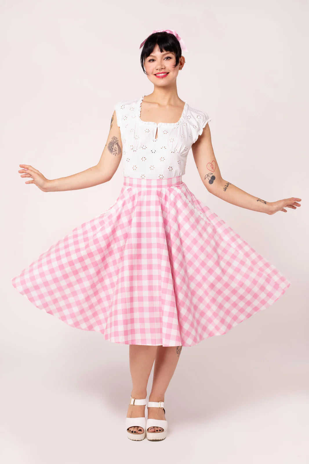 Jupe Vichy rose