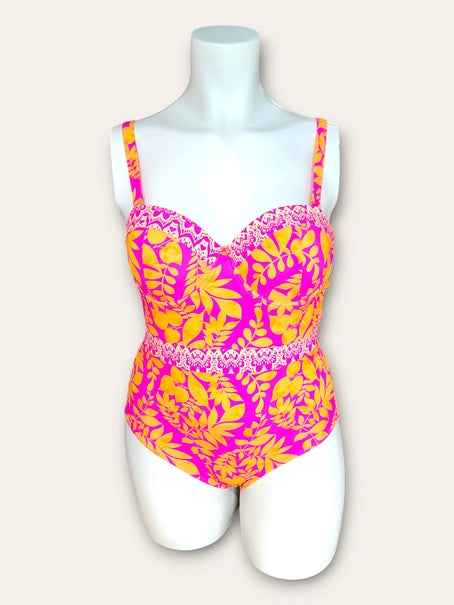 Maillot de bain imprimé baroque fuchsia