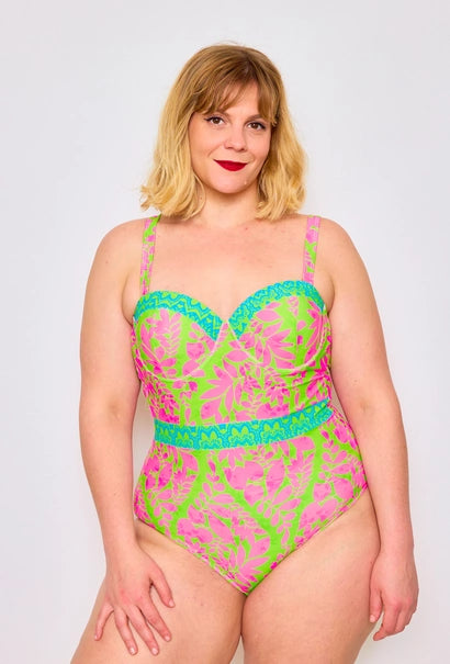 Maillot de bain imprimé baroque fuchsia