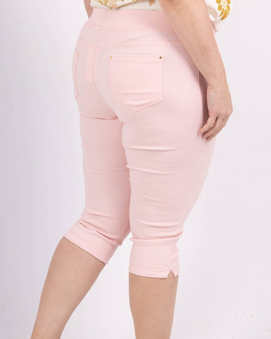 Pantacourt rose poudré (stretch)