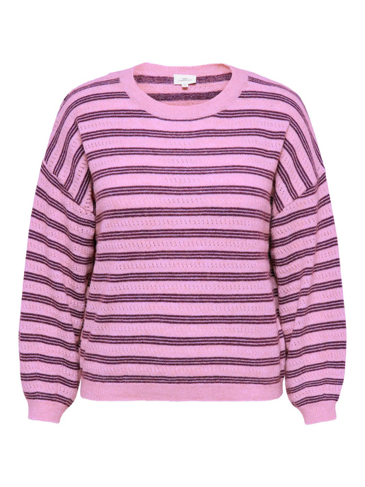 Pull rayé en maille lainée et ajourée