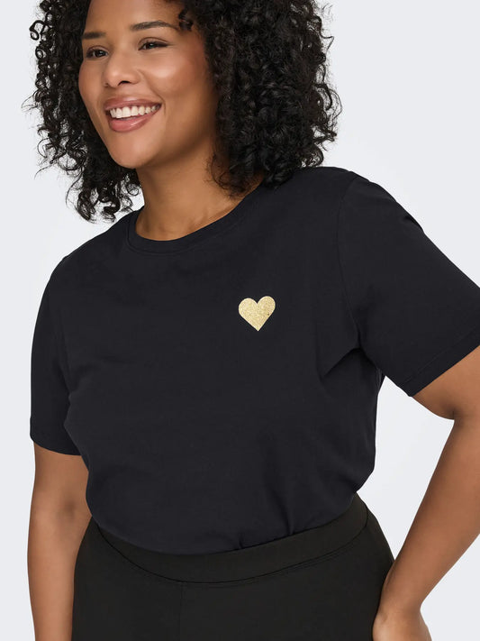 Le t-shirt coton bio cœur doré ONLY